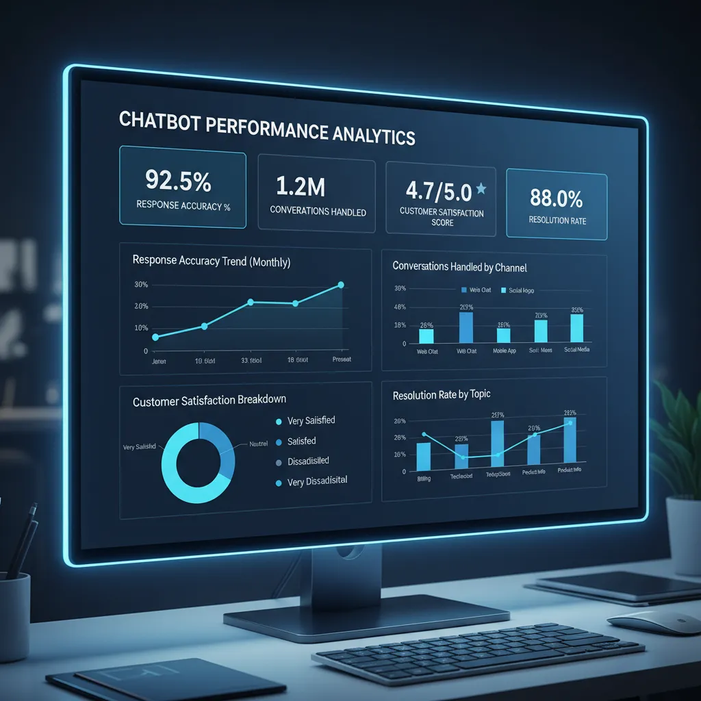 ChatDaddy AI chatbot analytics dashboard showing conversation metrics, conversion rates, and response times