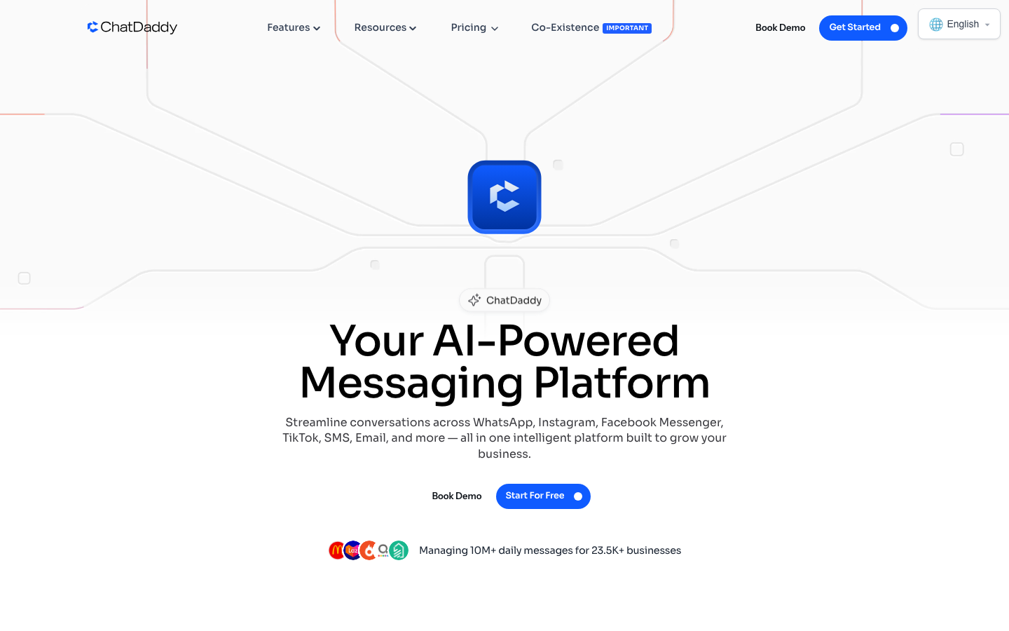 ChatDaddy WhatsApp Business API platform homepage