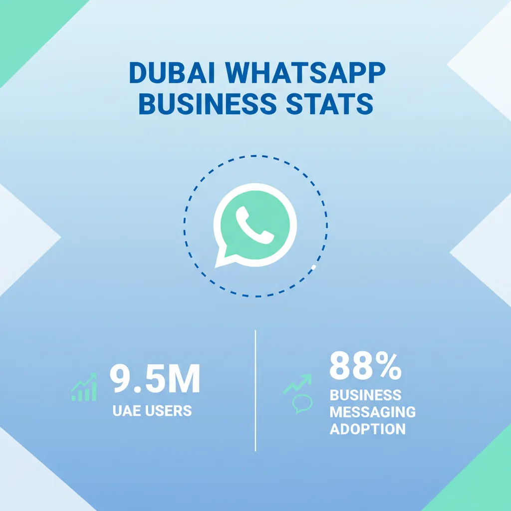 Infographic showing WhatsApp business usage statistics in Dubai and the UAE — 9.5 million users, 95% penetration