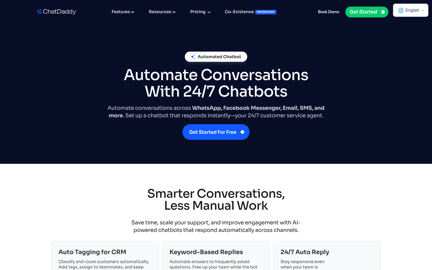 ChatDaddy WhatsApp chatbot builder with no-code flow editor