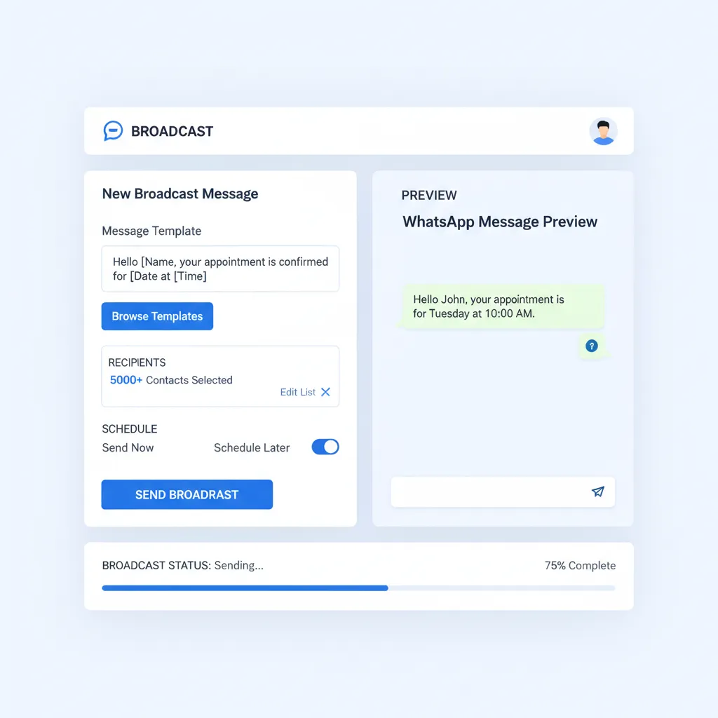 ChatDaddy WhatsApp broadcast messaging dashboard for sending bulk messages to segmented contact lists