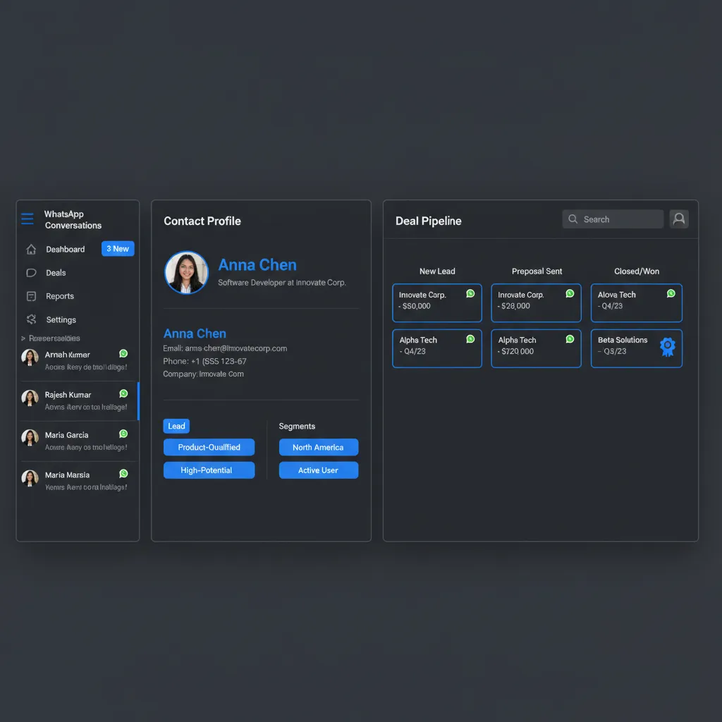 ChatDaddy WhatsApp CRM software dashboard showing shared inbox, contact tags, and conversation management
