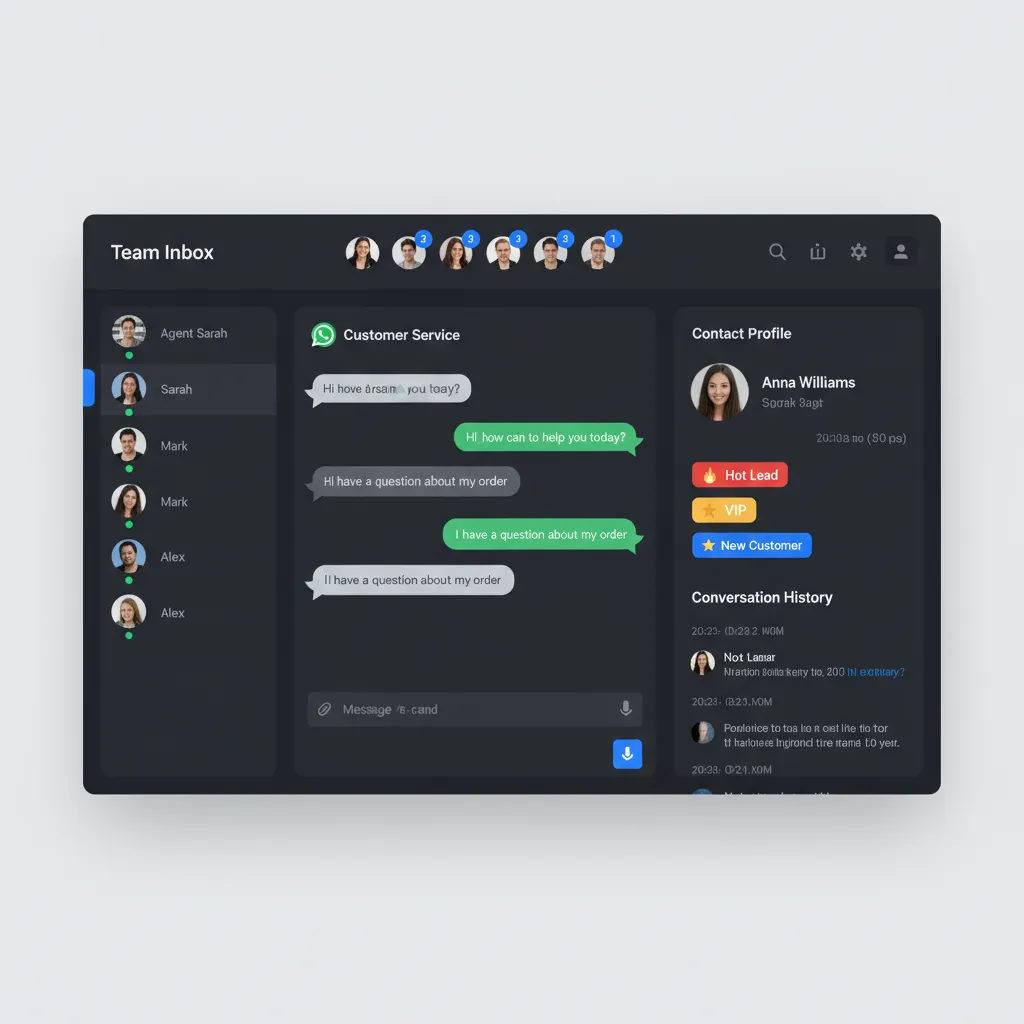 ChatDaddy team inbox dashboard showing chat assignment, agent list, and conversation panel for WhatsApp Business